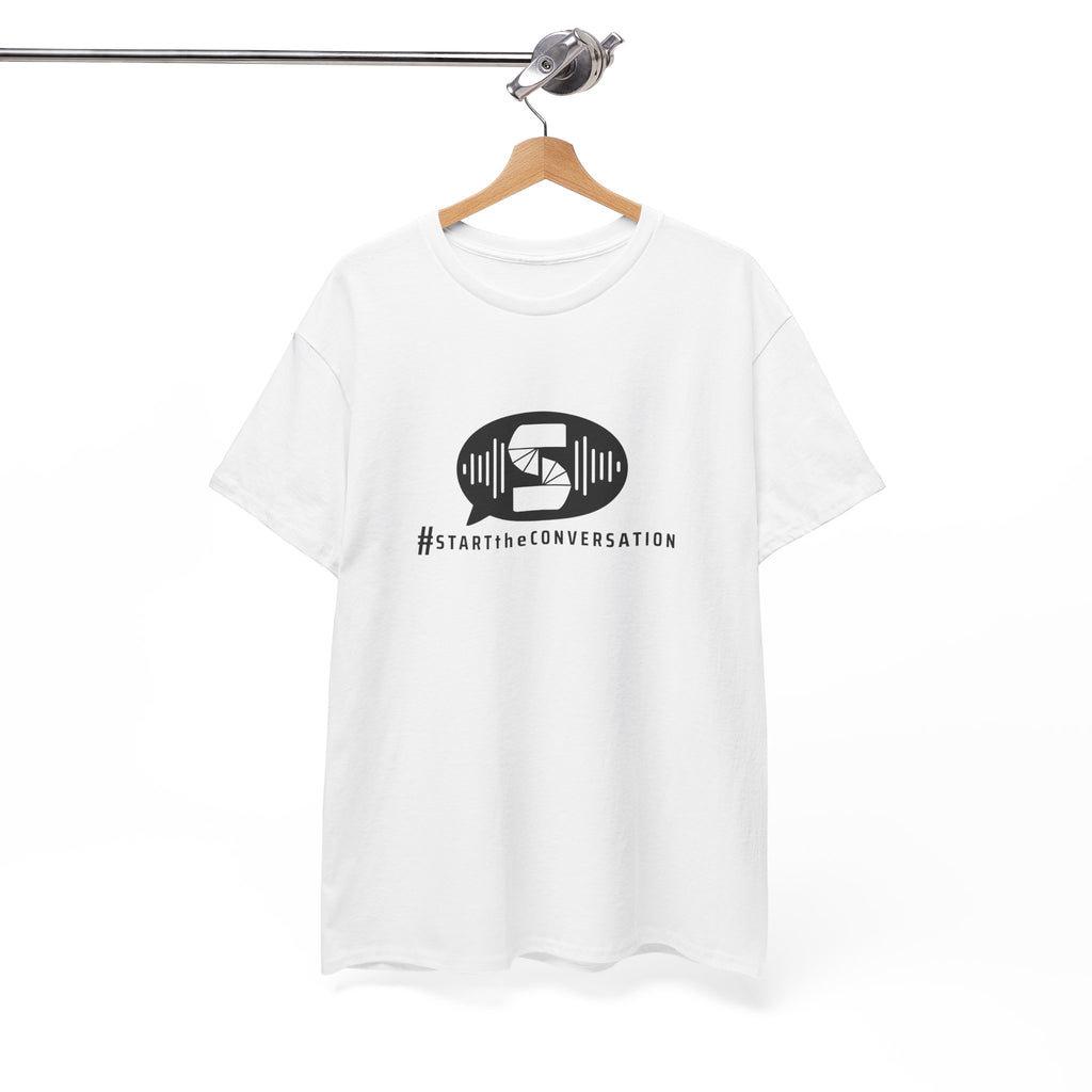start the conversation front print tee