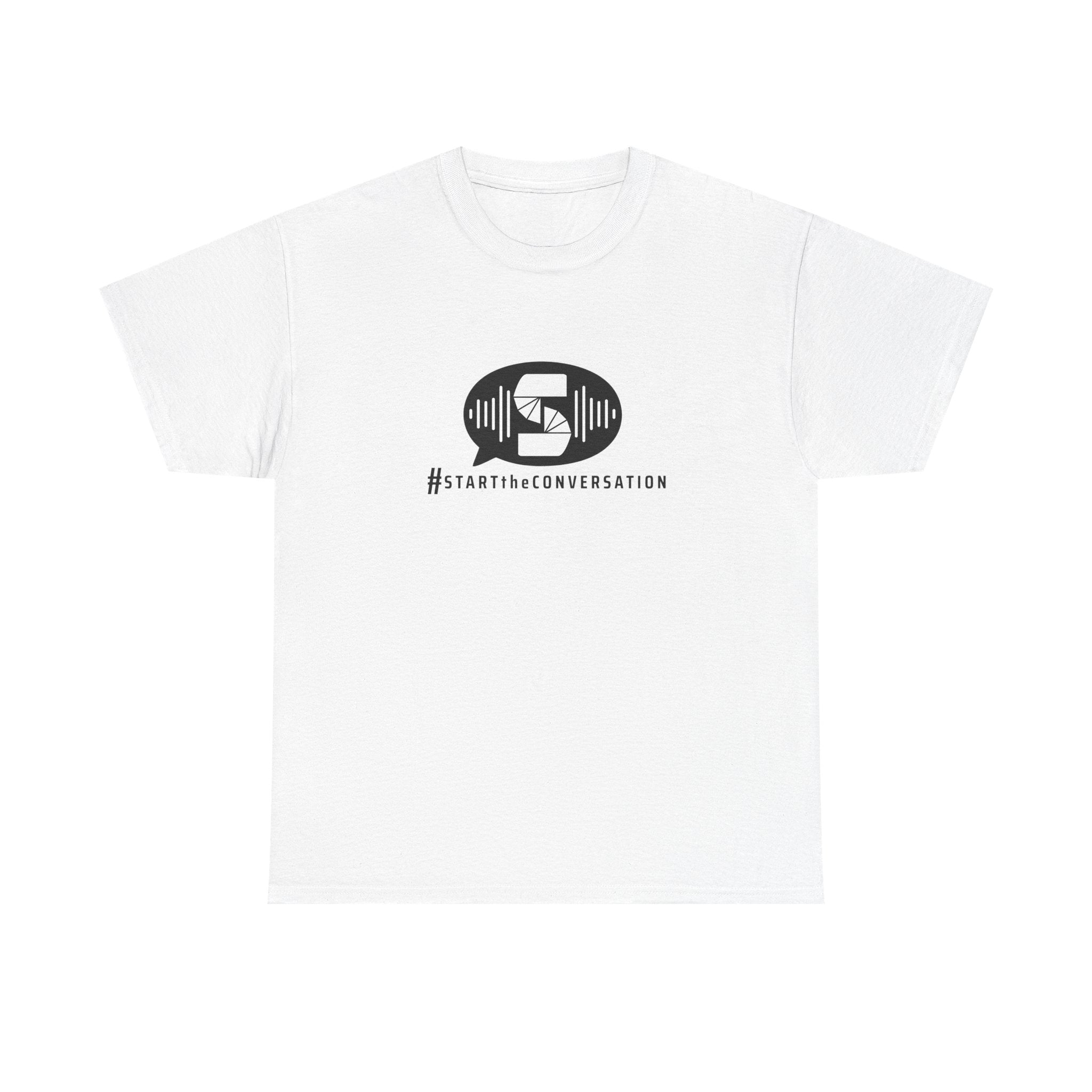 start the conversation front print tee