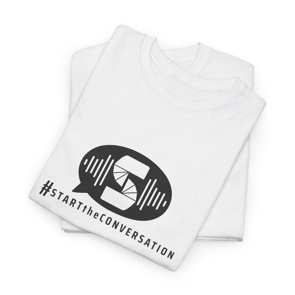 start the conversation front print tee