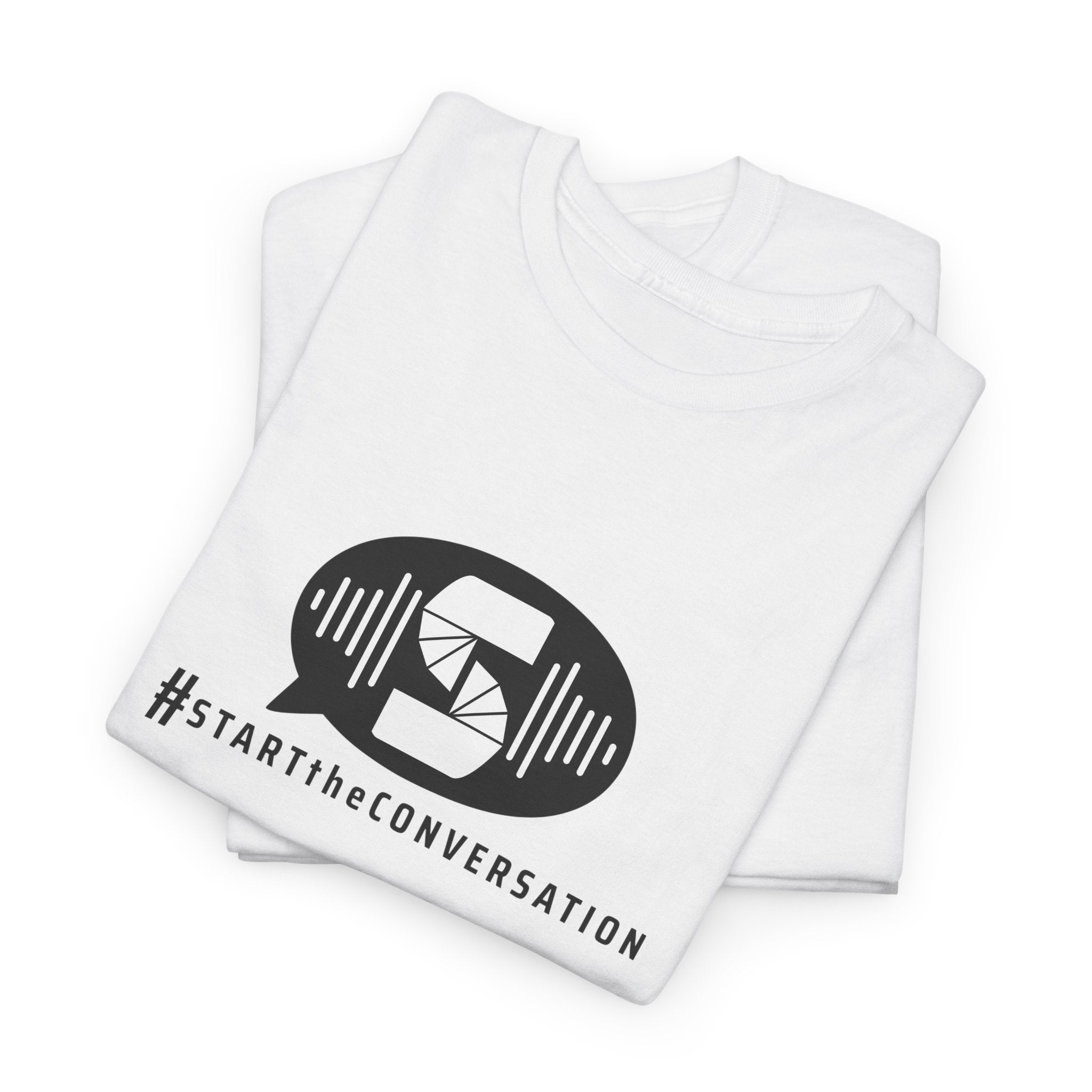 start the conversation front print tee